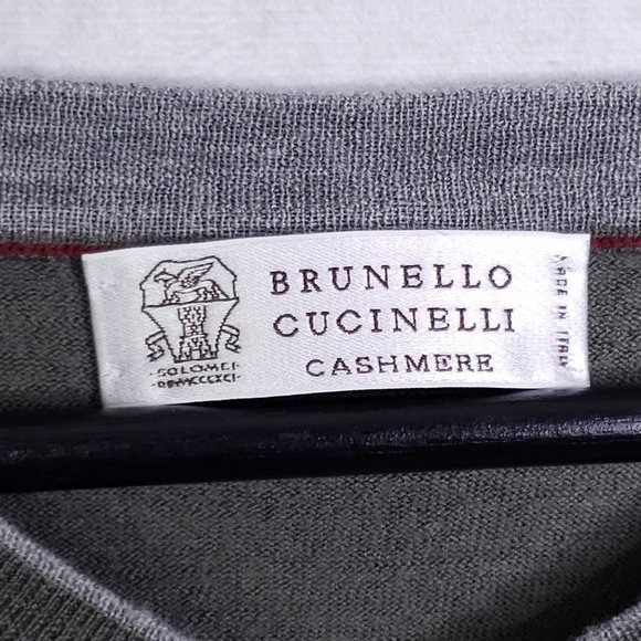 Brunello Cucinelli Wool Cashmere Men's Sz 54 V-Neck Knit Pullover Sweater Olive - Picture 5 of 10